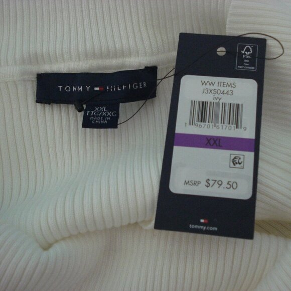 TOMMY HILFIGER Sweater Women's Size XXL White Ribbed Off-the-Shoulder Ivy NWT - Picture 5 of 11